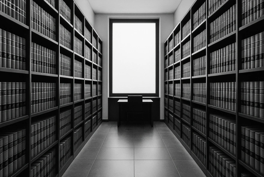 Modern legal library scene